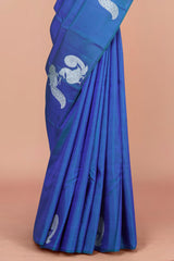 Blue silver butta silk saree