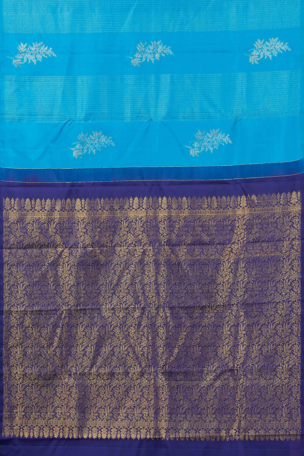 Blue silver butta silks saree