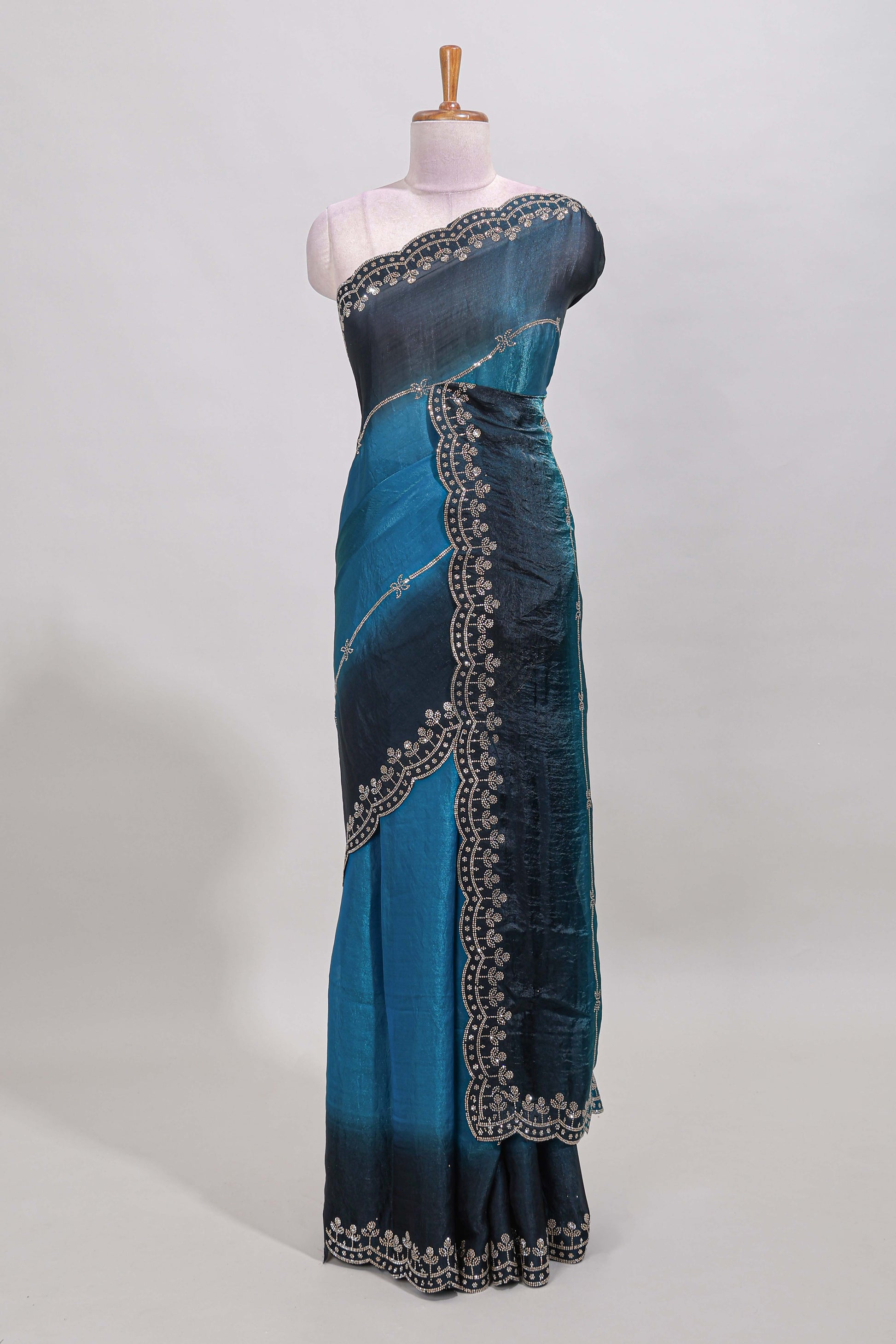 Blue stonework designer saree