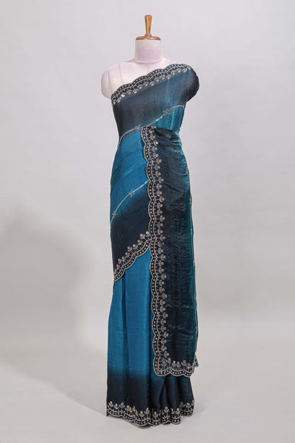 Blue stonework designer saree