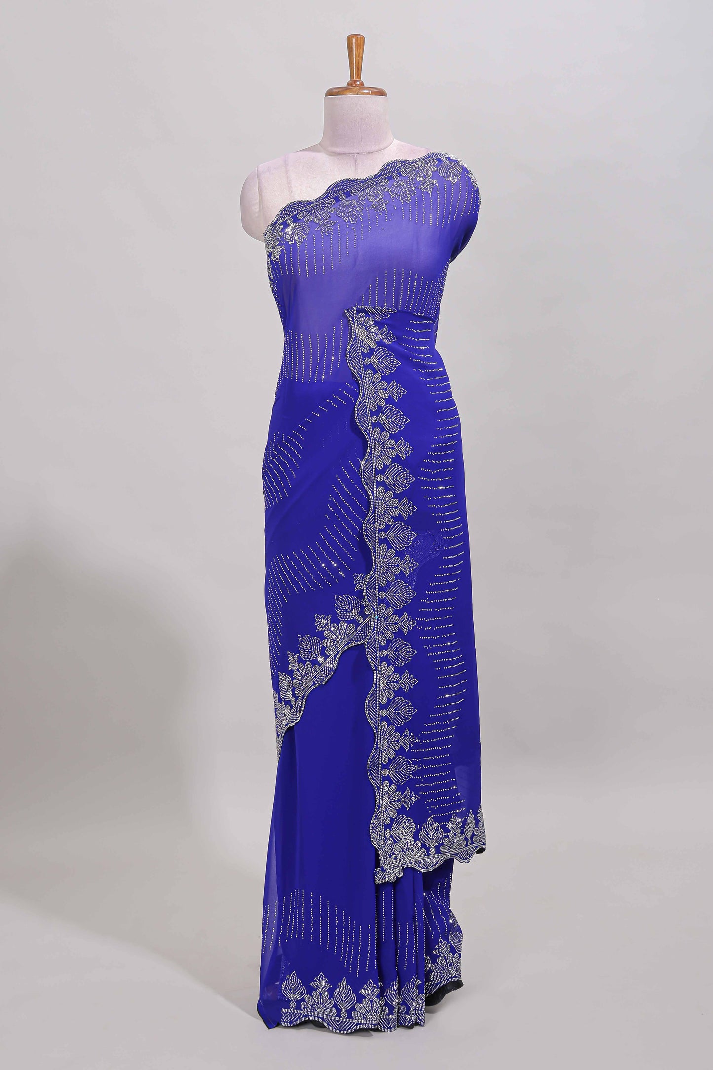 Blue stonework saree