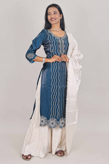 Blue striped sharara outfit