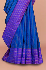 Blue striped silk saree
