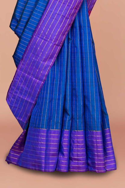 Blue striped silk saree