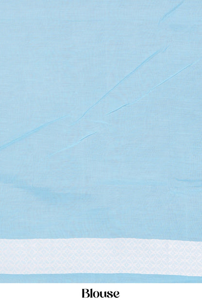 Blue traditional Chirala cotton saree butta pattern