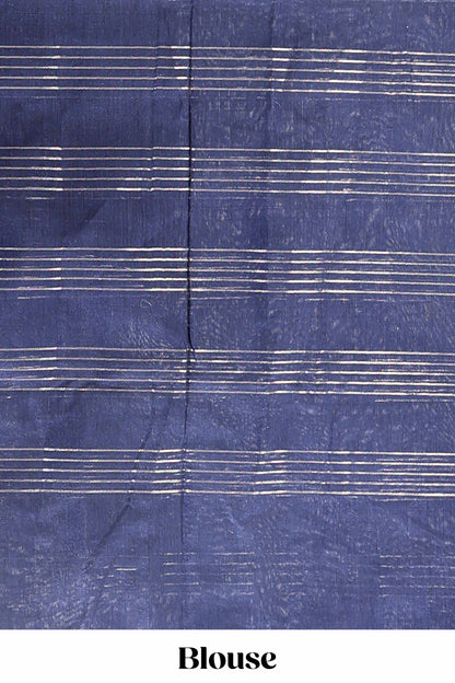 Blue traditional chanderi saree checked pattern