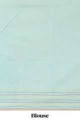 Blue traditional chanderi saree hand stitched embroidery