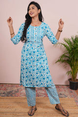 Blue traditional floral suit