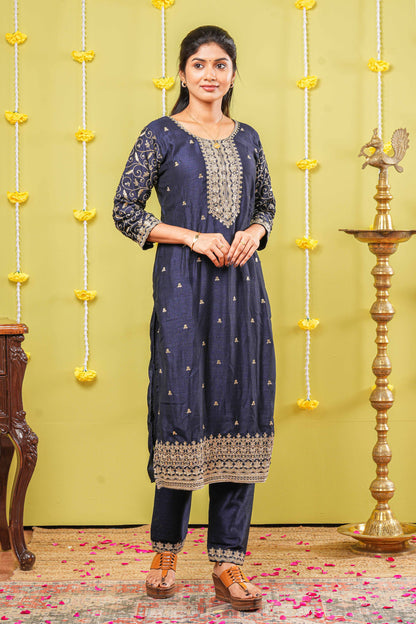 Blue traditional suit with dupatta