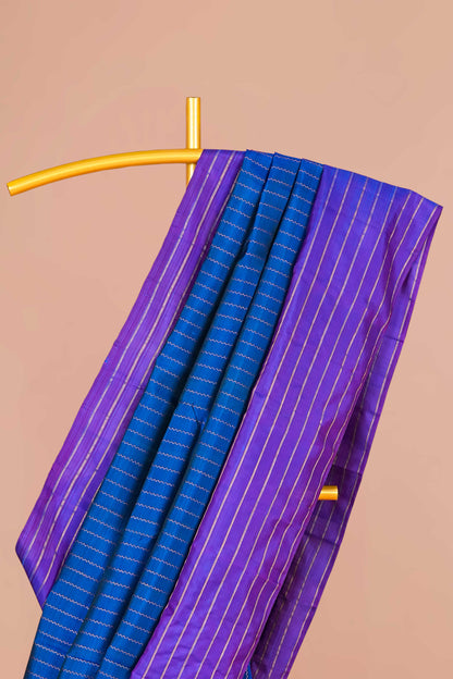 Blue violet pure silk saree