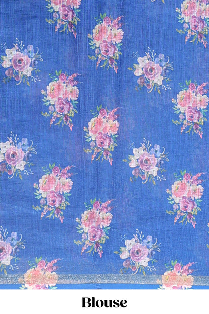 Blue wedding linen saree
