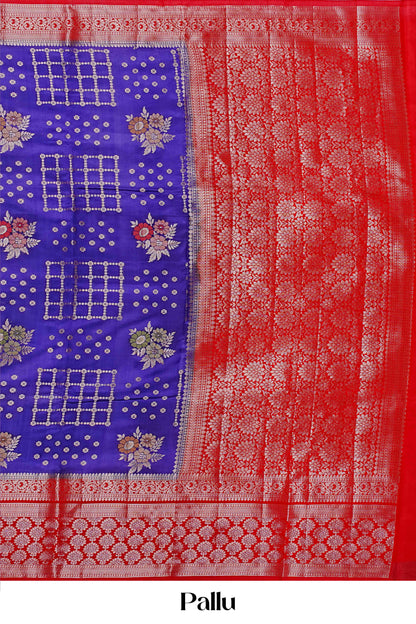 Blue wedding tussar silk saree

