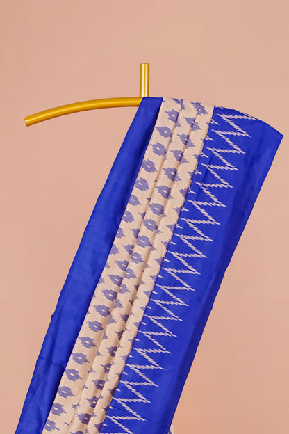 Blue white contrast ikkat 