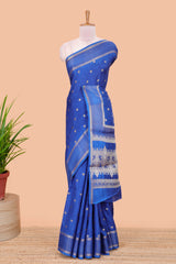 Blue woven zari butta pattern
