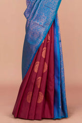 Blue zari butta designer saree