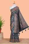 Bluish green silk saree