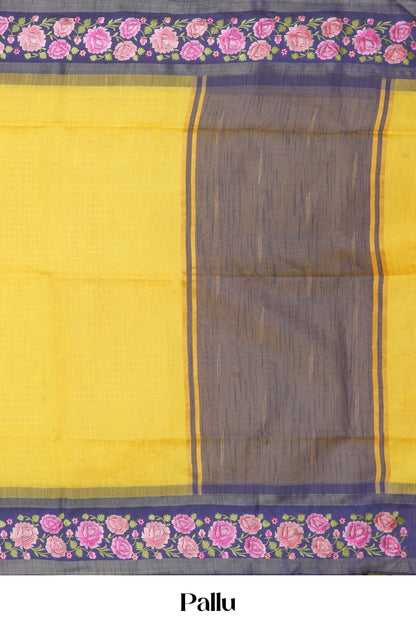 Bold festive drape yellow saree