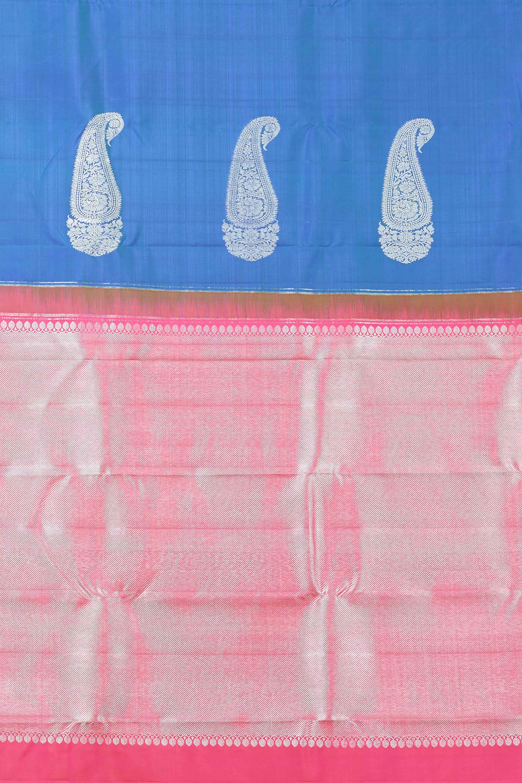 Borderless blue pure silk saree