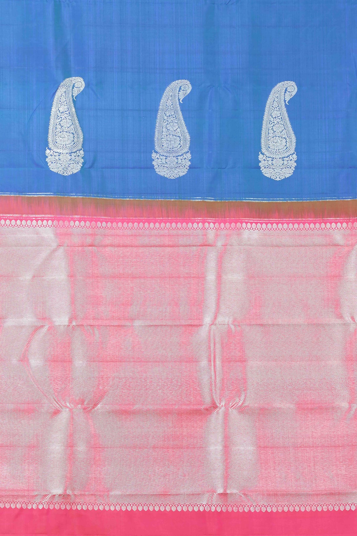 Borderless blue pure silk saree