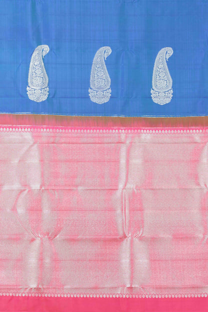 Borderless blue pure silk saree