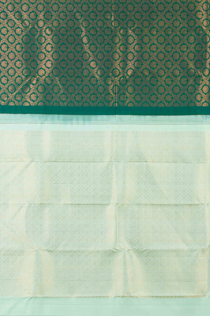 Borderless green pure silk saree