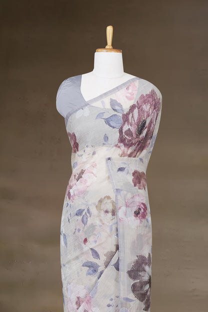 Borderless print saree