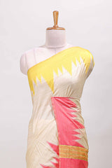 Borderless sandal semi soft silk pallu design saree