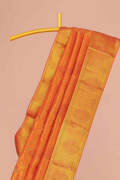 Bright orange silk saree