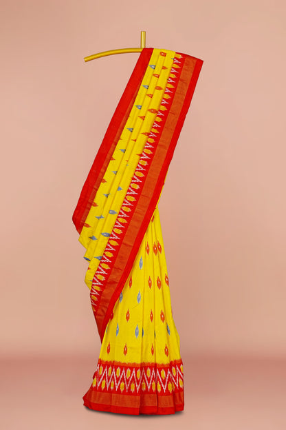 Bright yellow ikkat silk