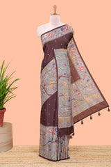 Brown art tussar silk 