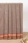Brown checked butta chettinad cotton saree