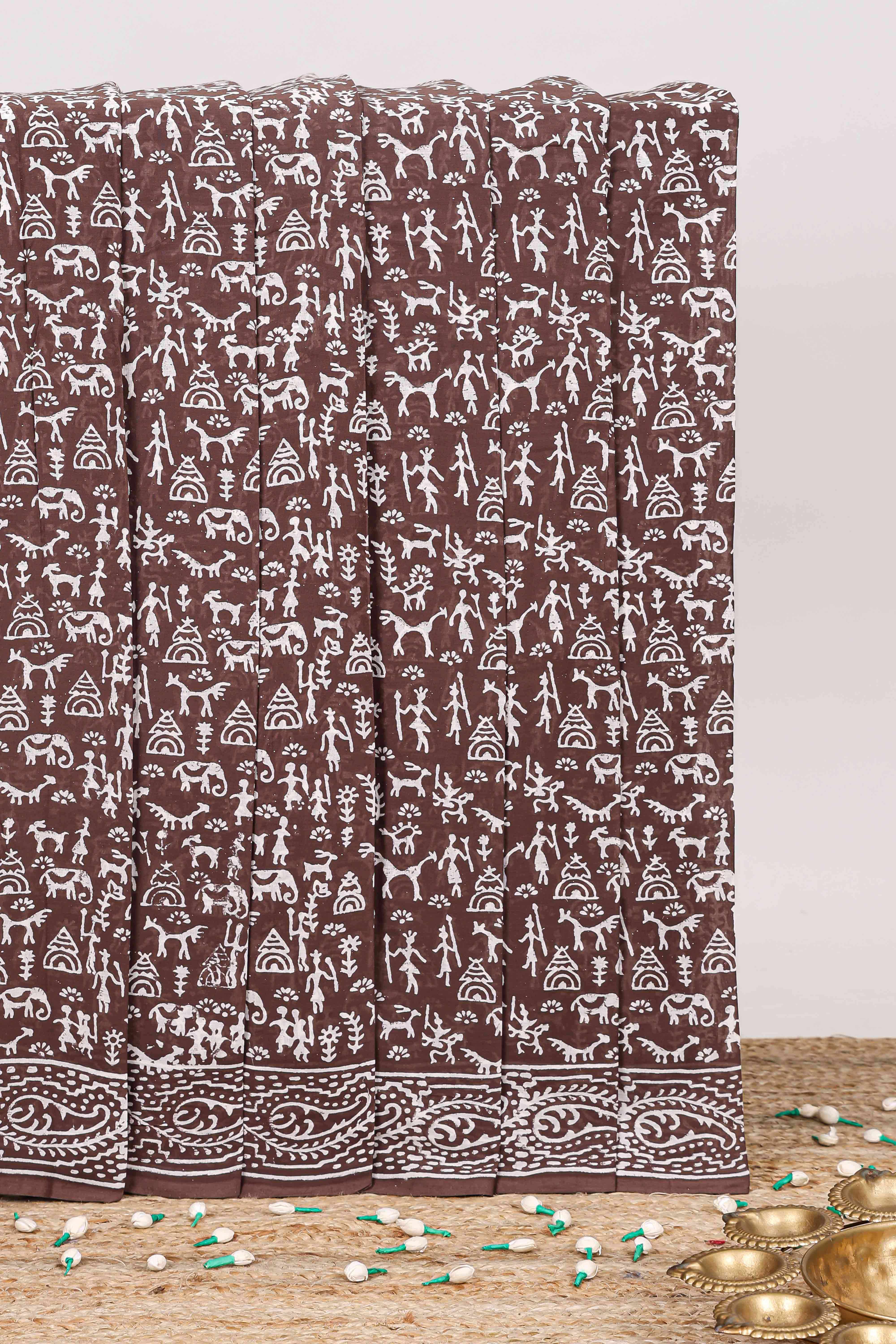 Brown cotton saree design