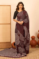 Brown cotton saree style