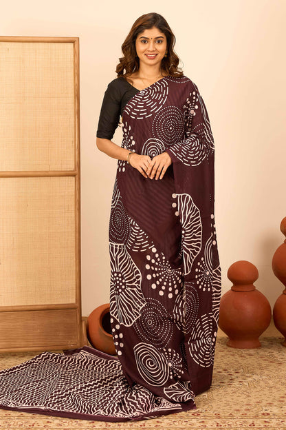 Brown cotton saree style
