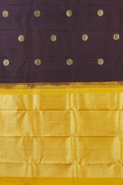 Brown gold zari silks saree