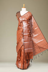 Brown monga silk textured saree