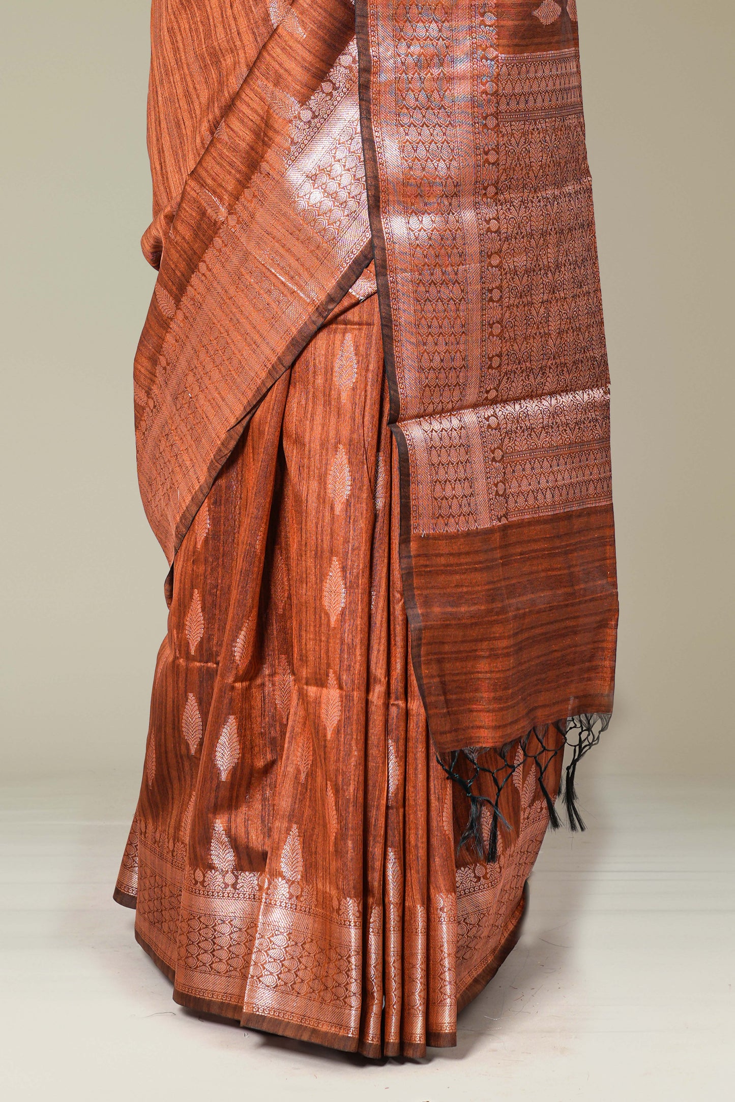 Brown monga silk traditional saree