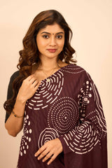 Brown mull cotton saree soft