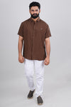 Brown printed casual shirt