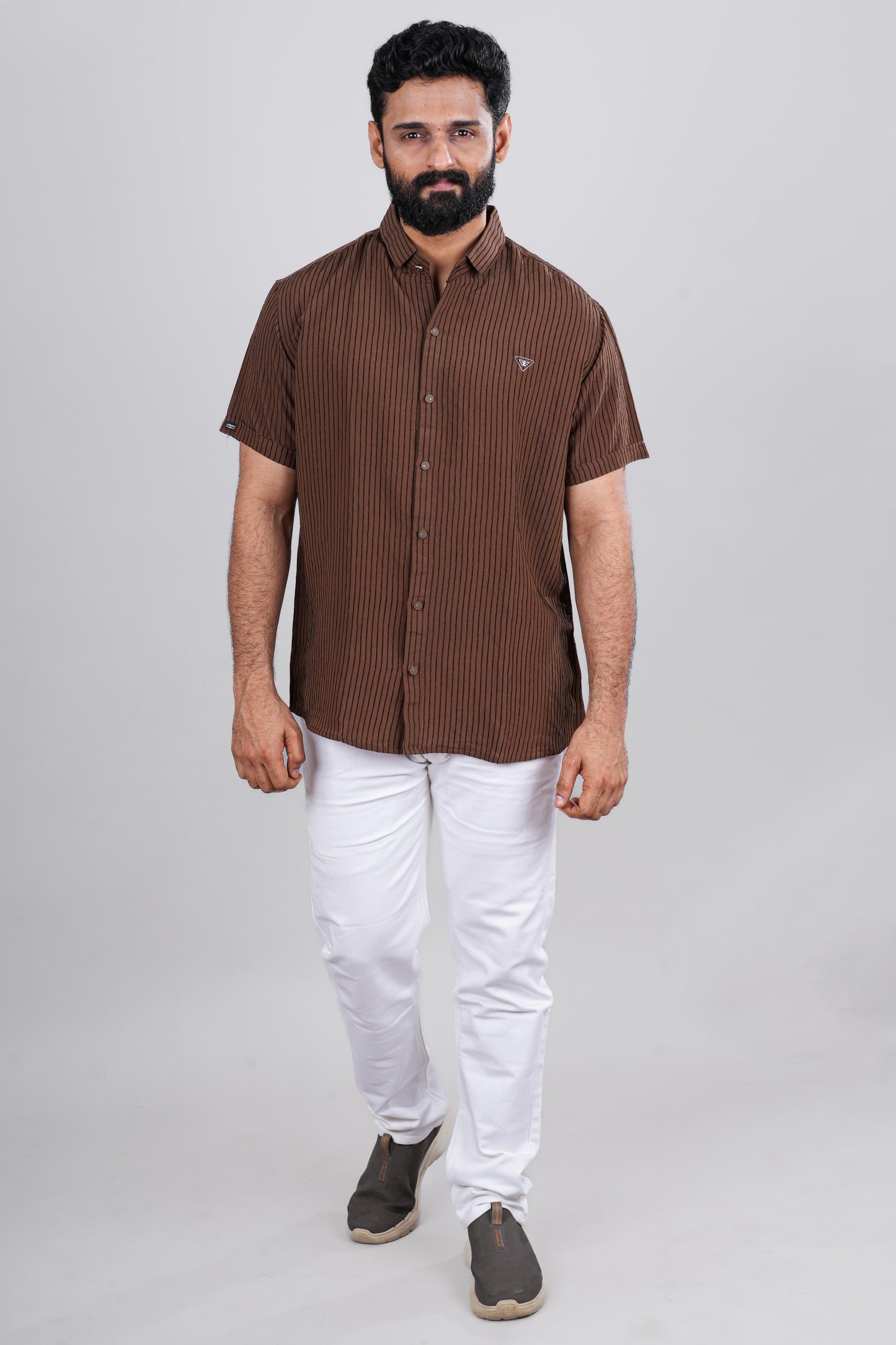 Brown printed casual shirt