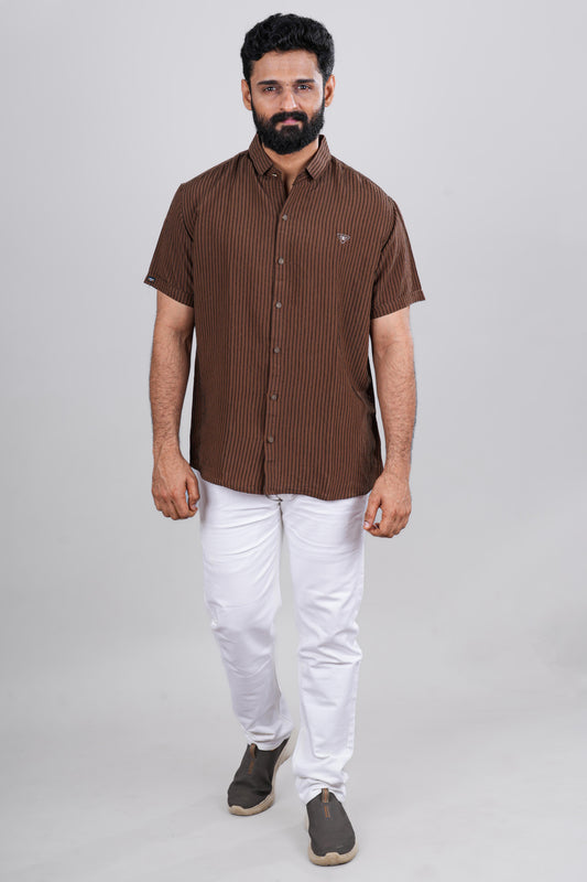 Brown printed casual shirt