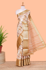 Brown semi dola floral saree