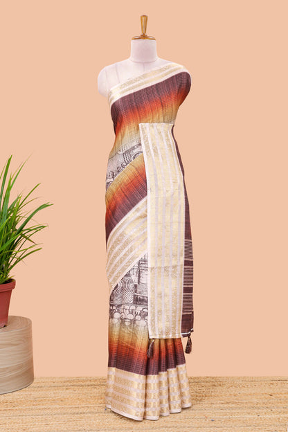 Brown silk dola fabric