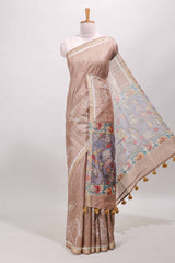 Brown textured tussar silk