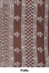Brown warli print cotton saree