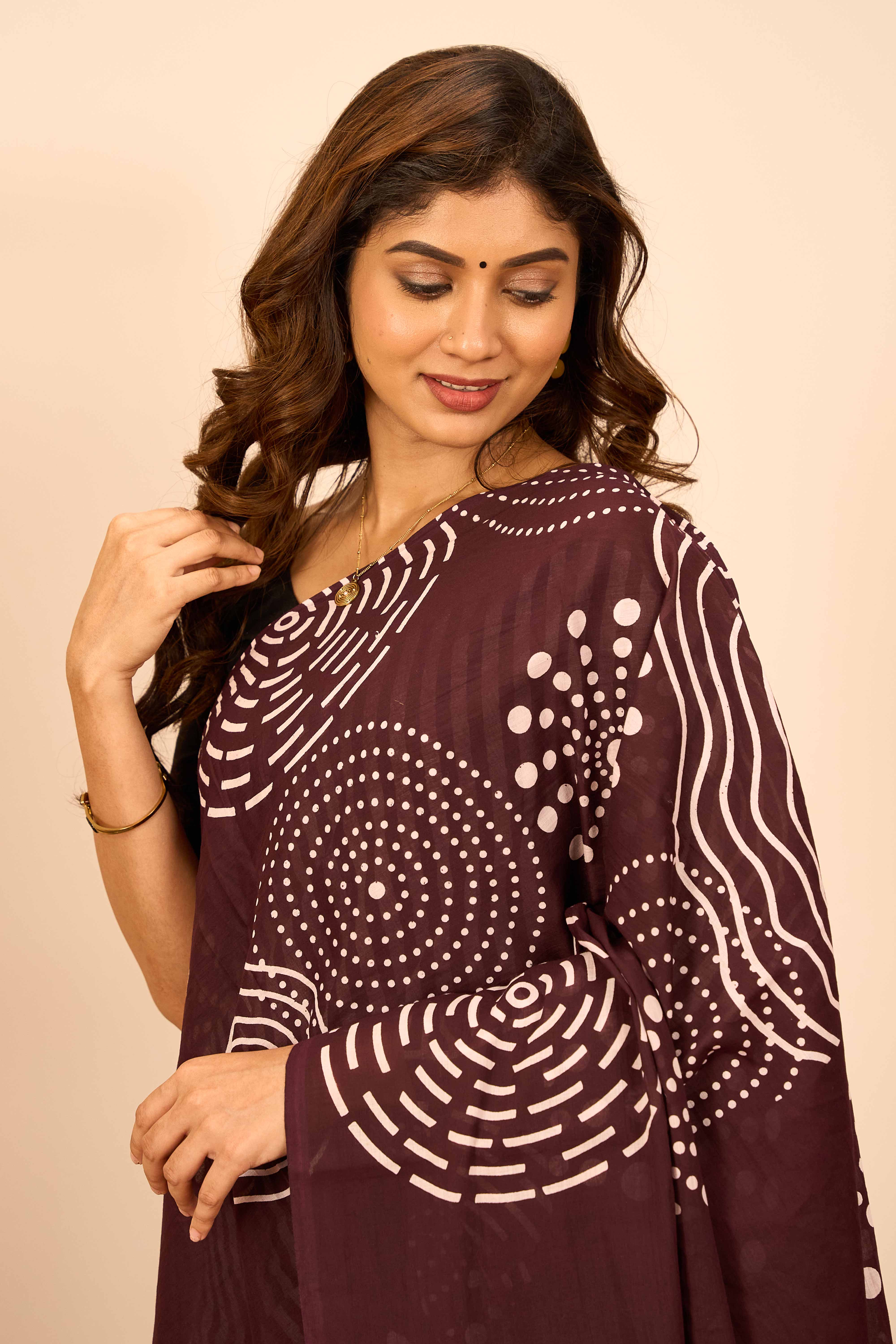Brown warli print cotton saree Cotton 