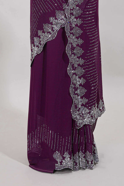 Burgundy festive saree