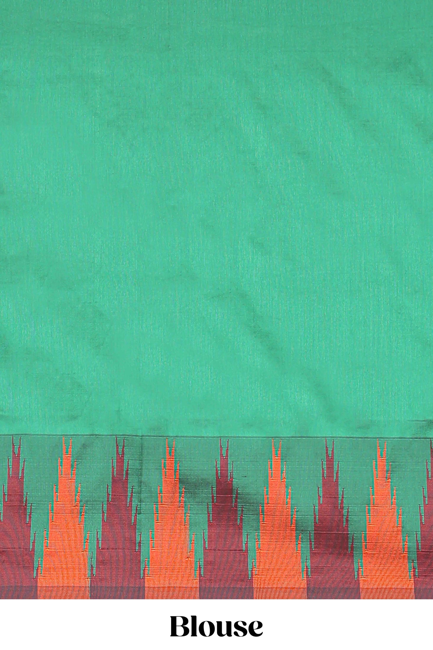 Orange plain poly cotton saree with contrast pallu and geometric border