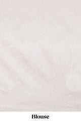 Grey floral motifs poly cotton saree with self border and pallu