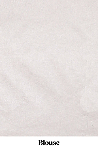 Grey floral motifs poly cotton saree with self border and pallu